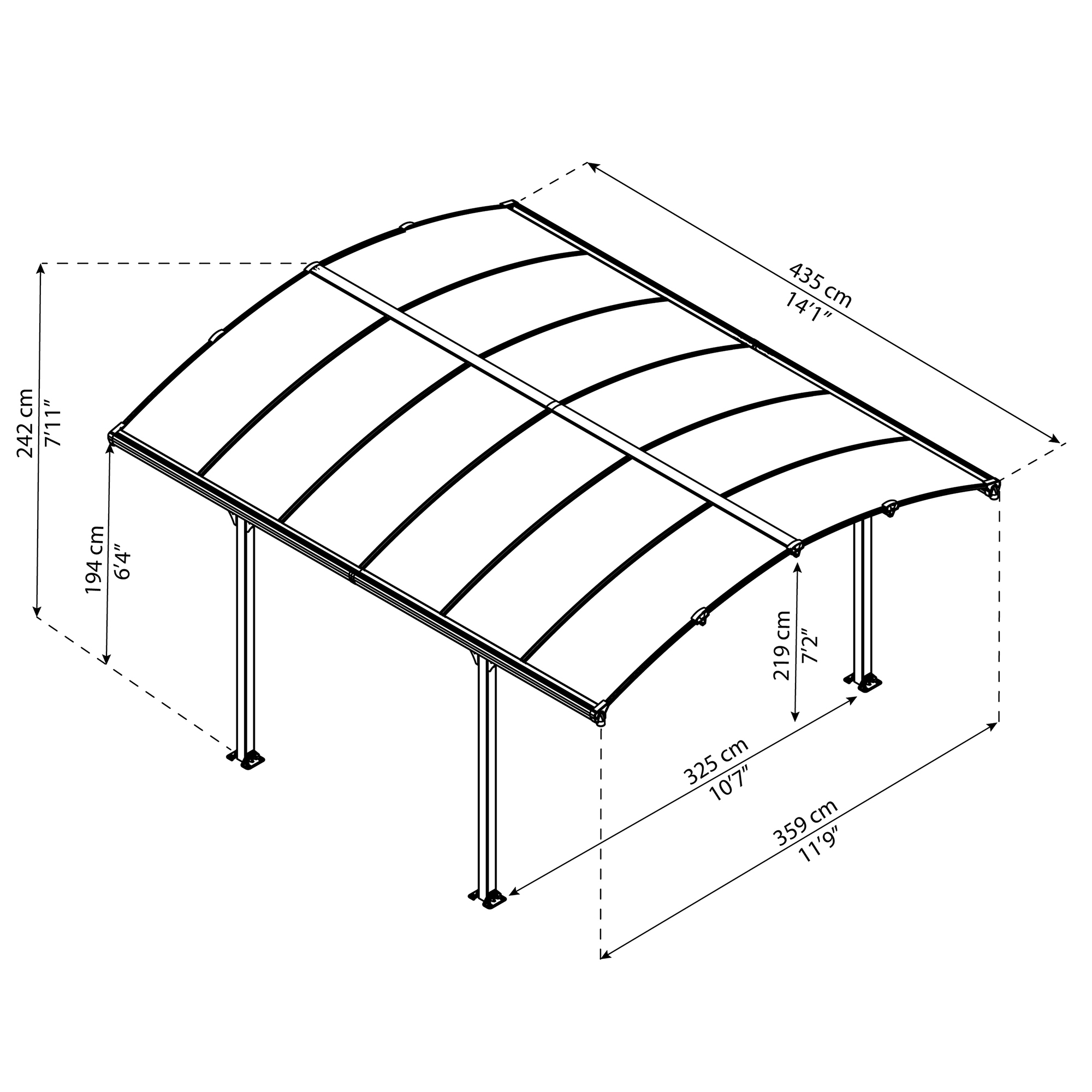 Canopia Tucson Hardtop Aluminium Paviljong För Hela Säsongen 3,6 X 4,3 m