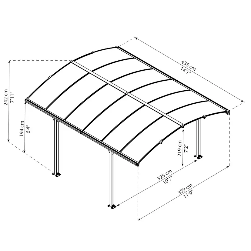 Canopia Tucson Hardtop Aluminium Paviljong För Hela Säsongen 3,6 X 4,3 m