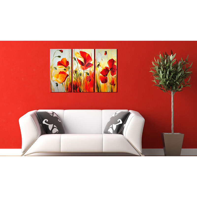 Handmålad Tavla Arkiio Röd Än 120x80