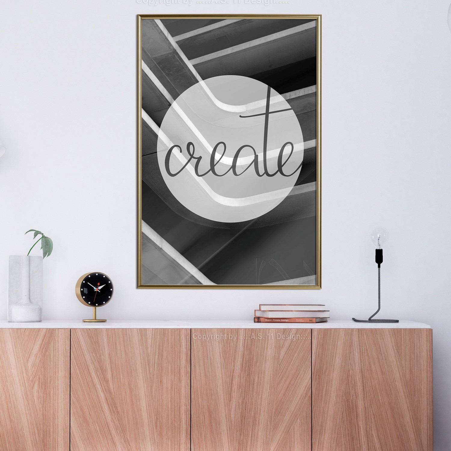 Affisch - Create [Poster] 40x60 Guld ram, 40x60 cm
