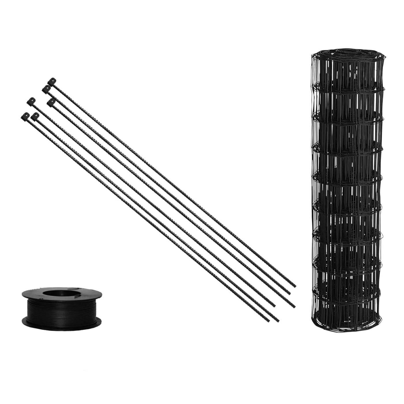 Garden fence set, 10x10 cm, 60 cm x 25 m, incl. tentor posts Svart, 25 m