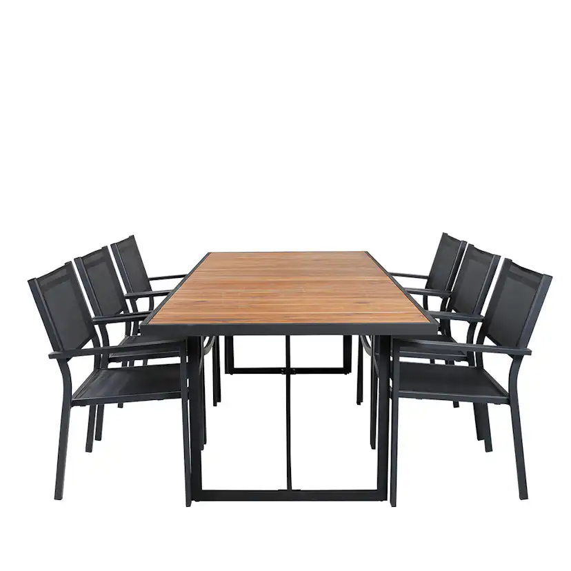 Matgrupp Venture Home King med 6 Curz Stapelbara Matstolar