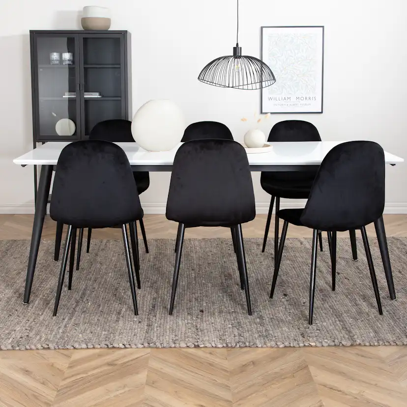 Matgrupp Venture Home Jolie med 6 Pobbie Stolar Metall