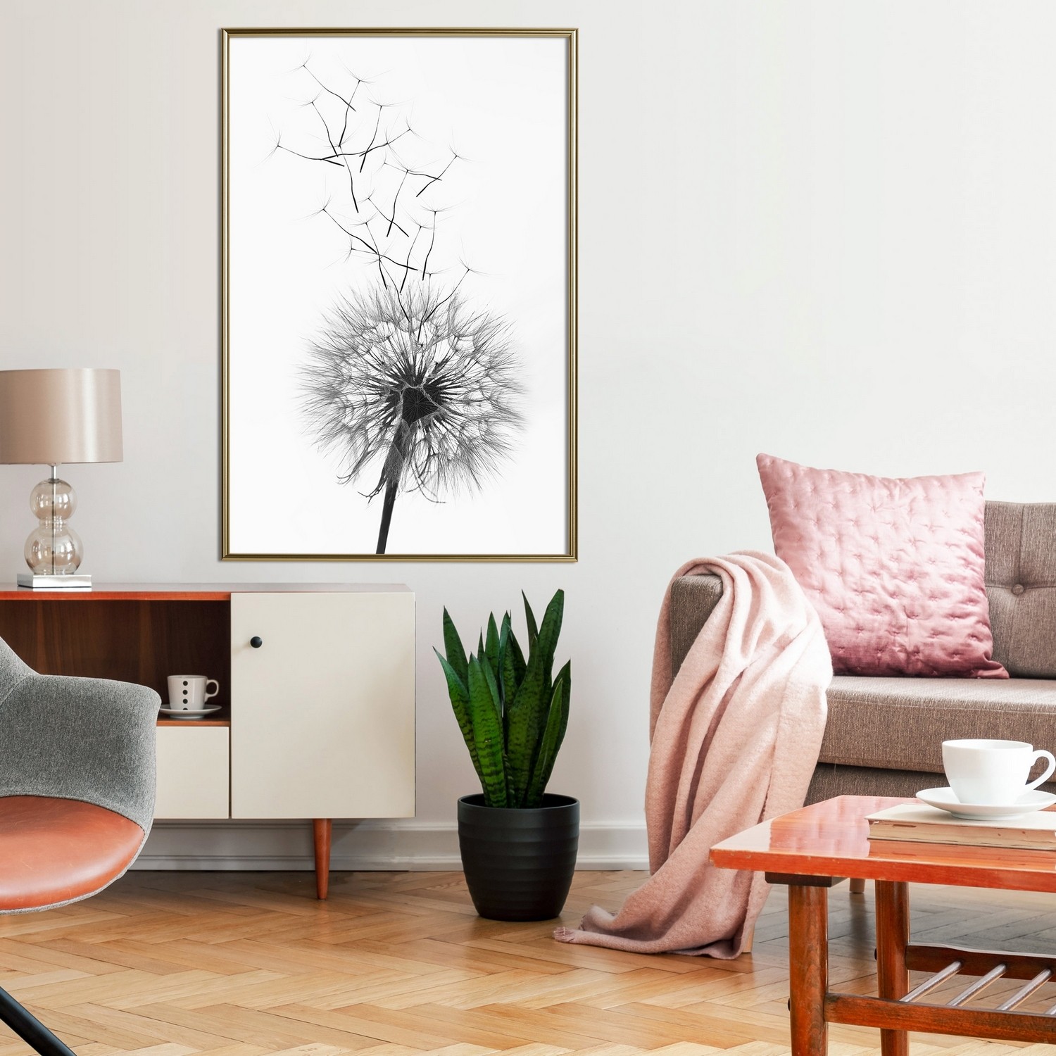 Affisch - Dandelion [Poster] 20x30 Guld ram, 20x30 cm