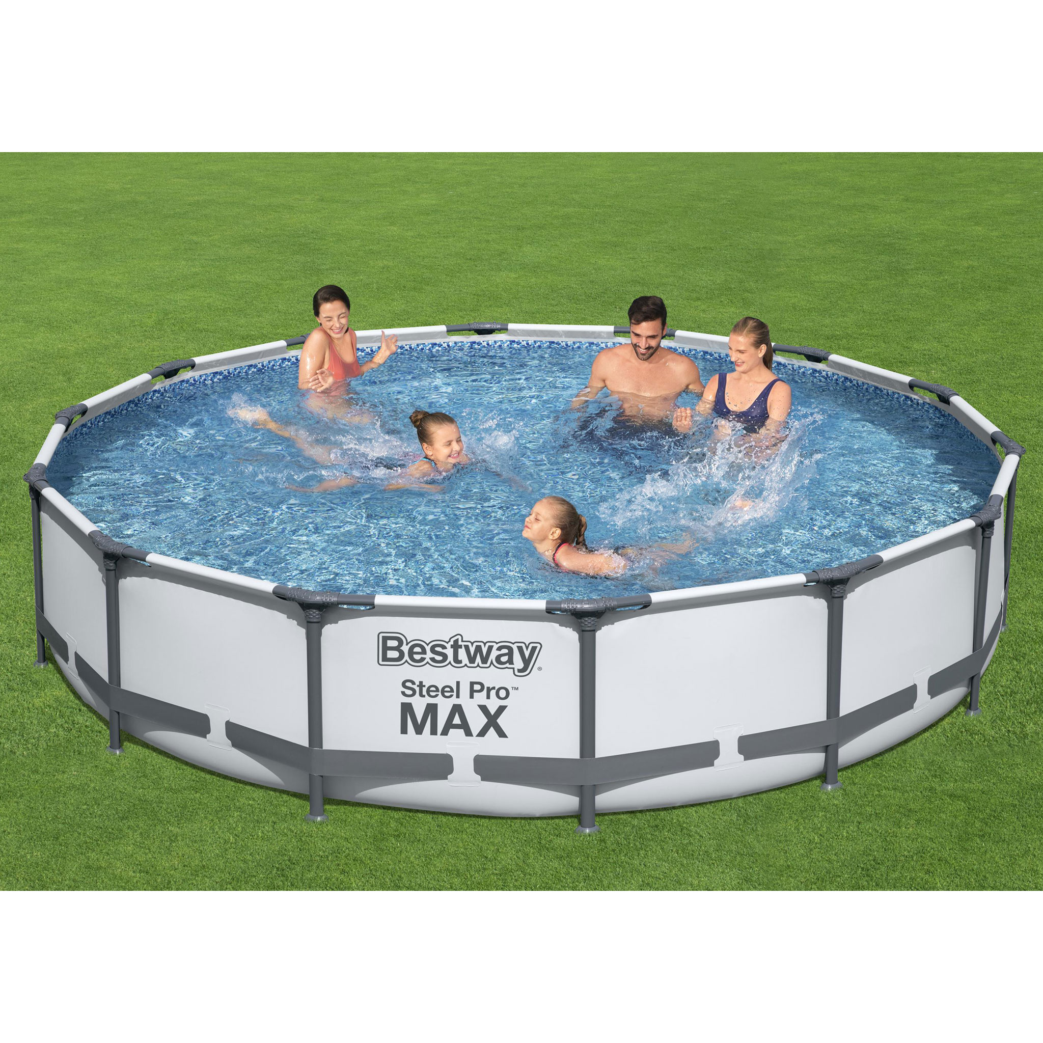 Poolpaket Bestway Steel Pro Max Ø4,3m Stålramspool Ovanmark med Filterpump