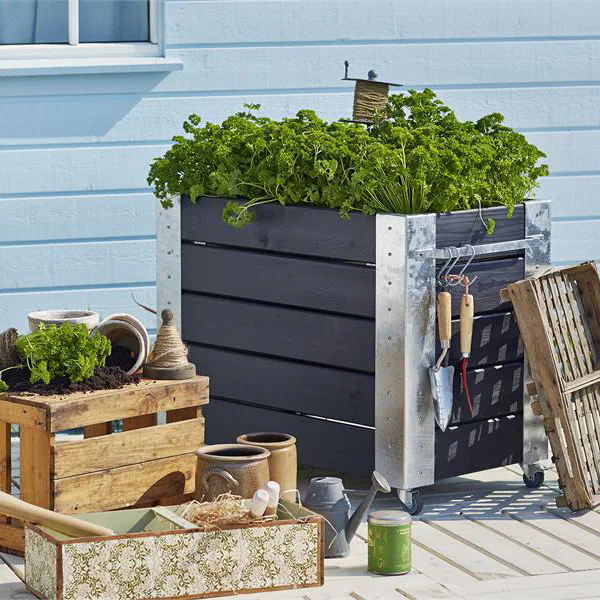 Blomlåda PLUS Cubic Svart 87x50x70 cm