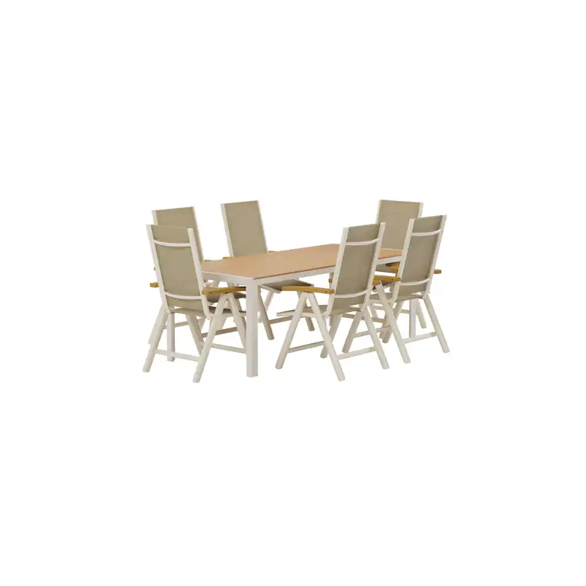 Matgrupp Utomhus Venture Home Break 90x205 cm med 6 st Panama Trädgårdsstolar