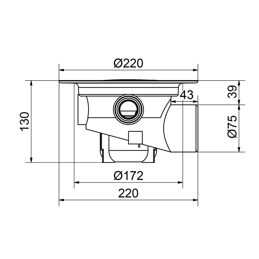 Golvbrunn Purus Våke 75 Sidoutlopp