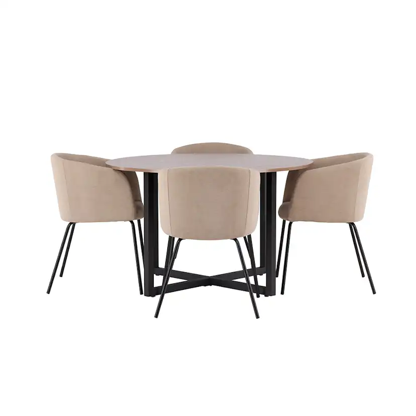 Matgrupp Venture Home Durango Ø 120 cm med 4 Berit Stolar