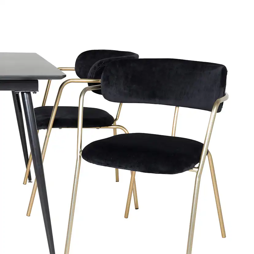 Matgrupp Venture Home Silvia med Iläggsskiva och 4 Aris Karmstolar