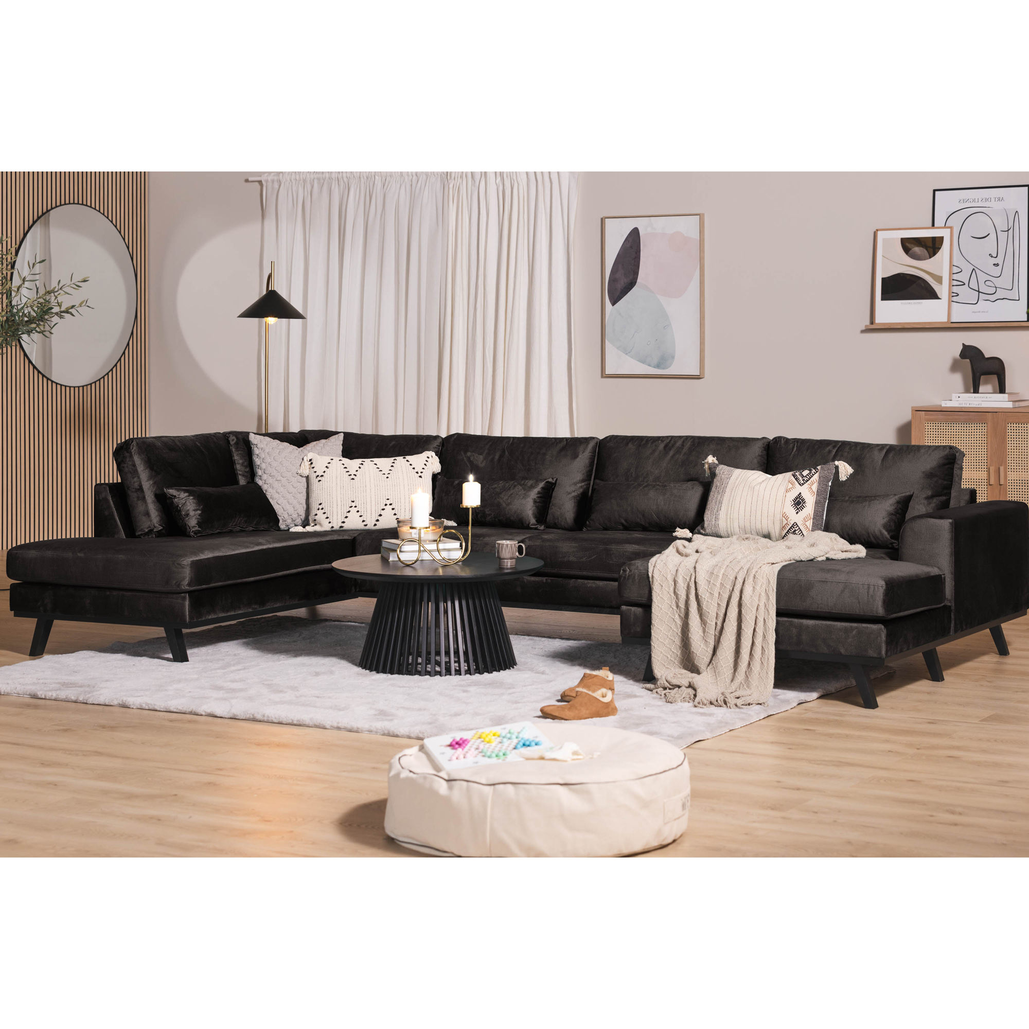 5-sitssoffa Scandinavian Choice Copenhagen U-formad med Divan och Schäslong inkl Fotpall