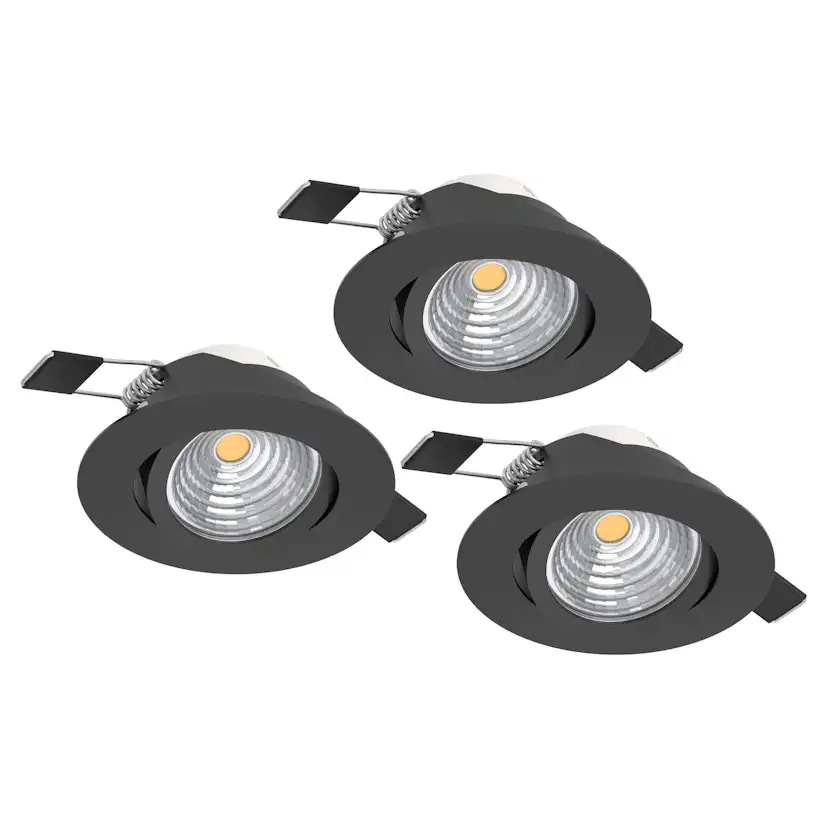 Infälld Lampa Eglo Saliceto 3 st Ø88 mm 2700K Svart