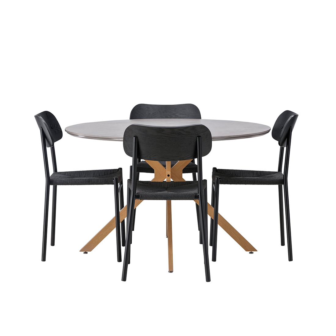 Matgrupp Venture Home Piazza Ø120 cm med 4st Polly Matstolar