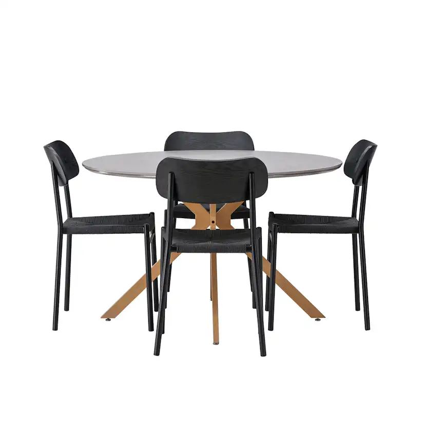 Matgrupp Venture Home Piazza Ø120 cm med 4st Polly Matstolar