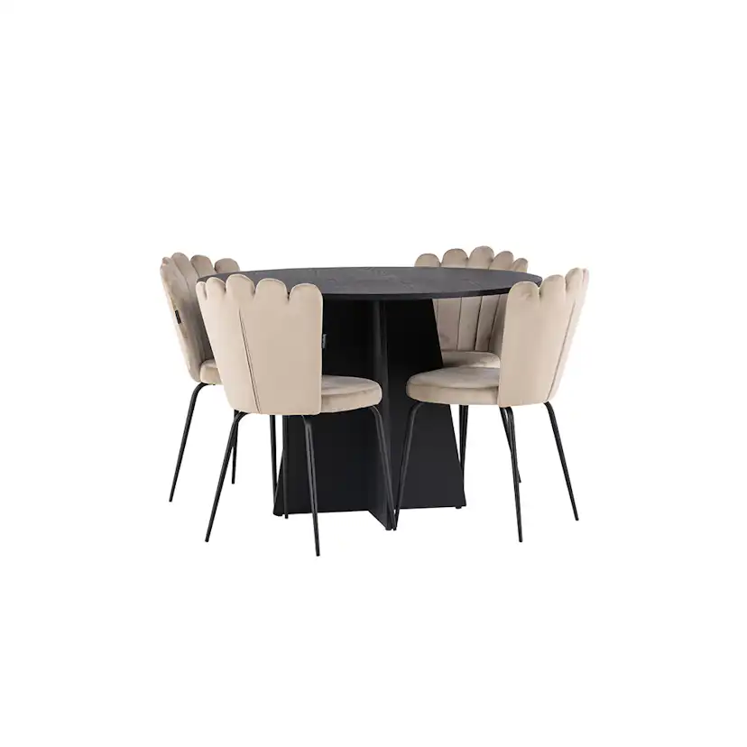Matgrupp Venture Home Bootcut Ø110 cm med 4 Limhamn Light Stolar