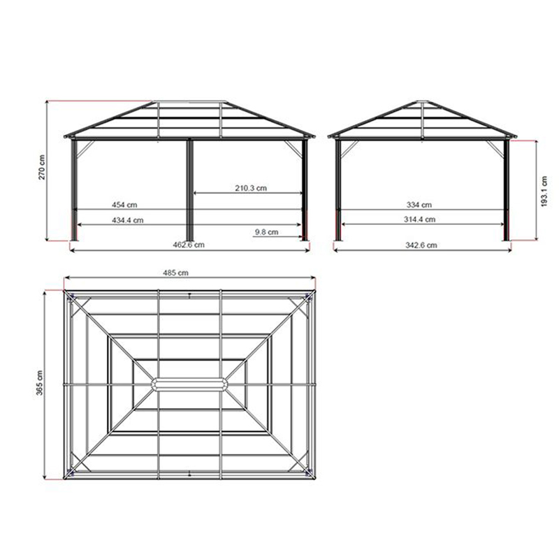 Pergola gop Meridien 18 m² för Altan Inkl Myggnät