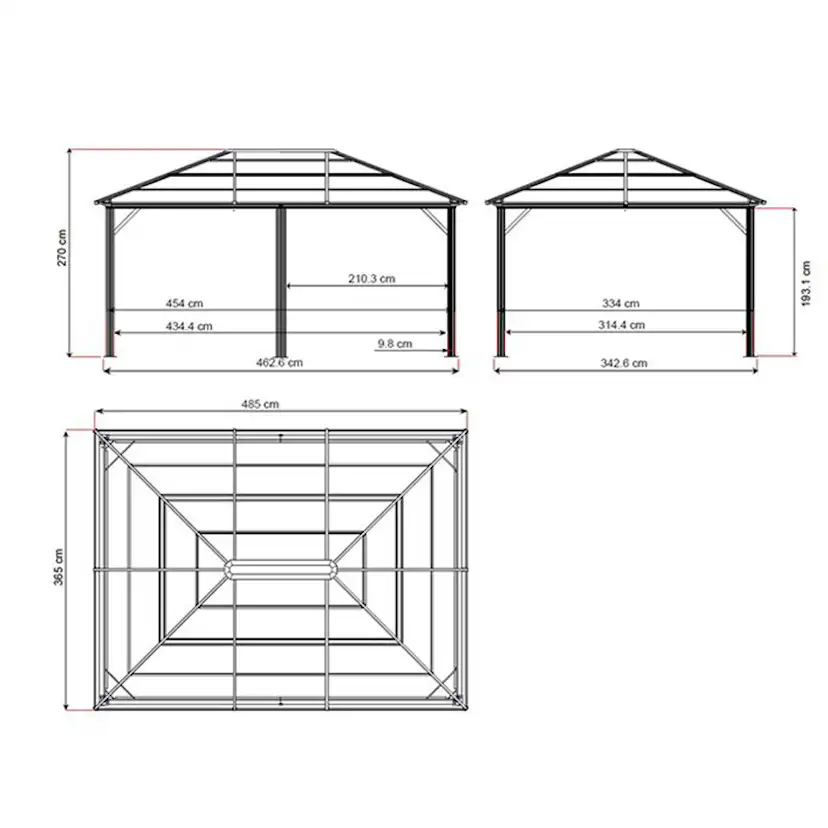 Pergola gop Meridien 18 m² för Altan Inkl Myggnät