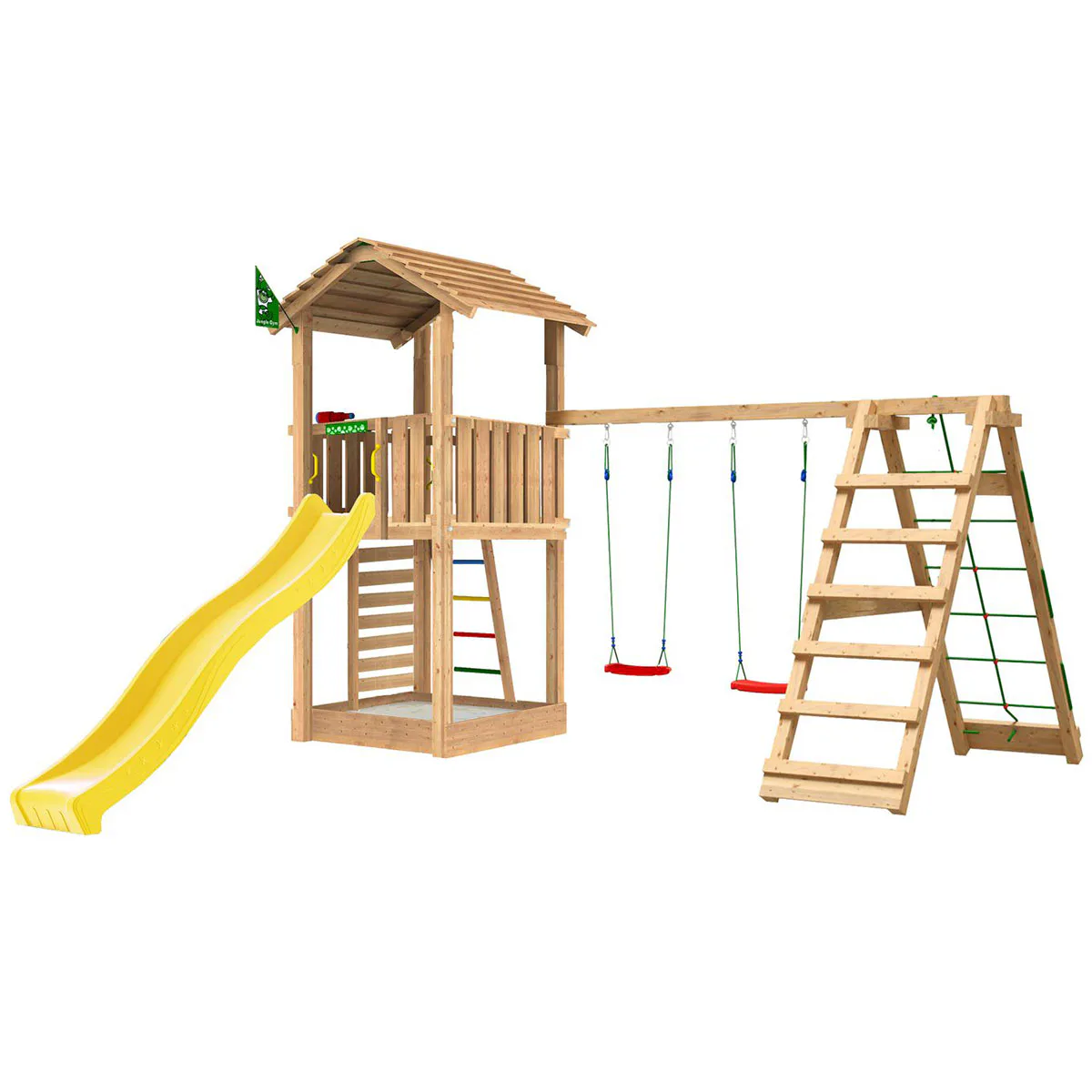 Lektorn Jungle Gym Cottage 2.1 Klättermodul Gul Rutschkana