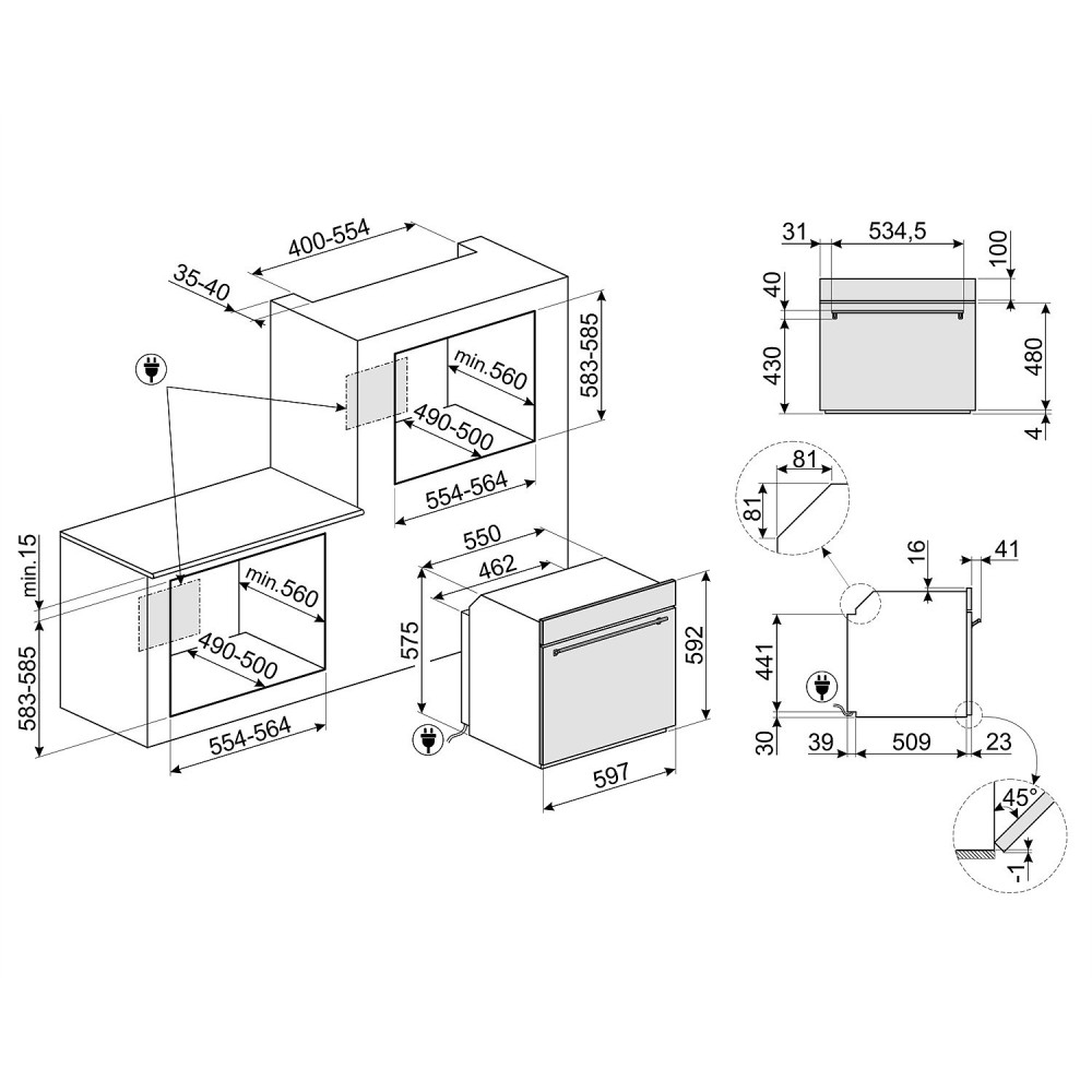 Ugn- & Hällpaket Smeg - SF6301TVX + SI1M4644D, Rostfri