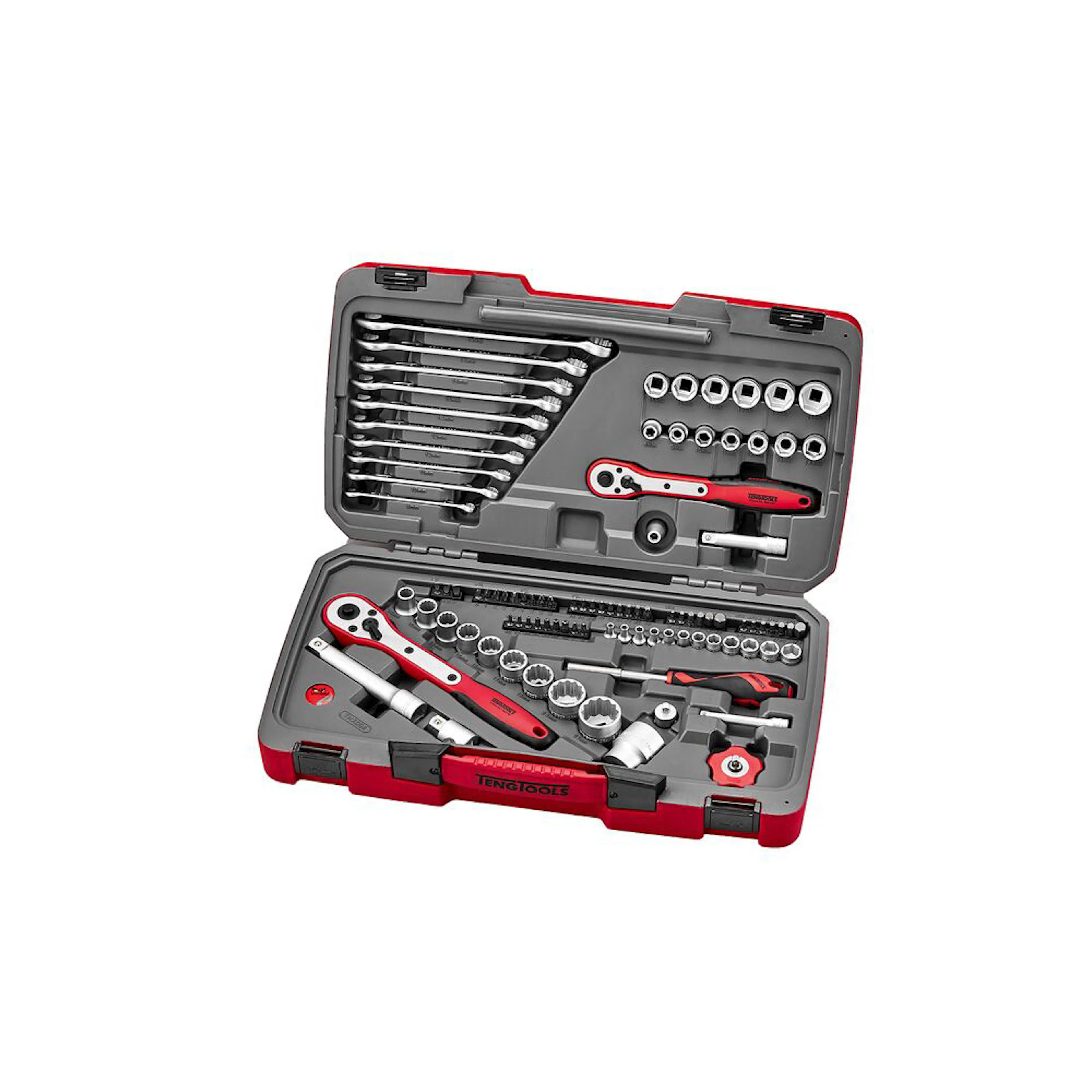 Hylsnyckelsats Teng Tools TMX098 med 98 delar (1/4 tum, 3/8 tum och 1/2 tum fäste)