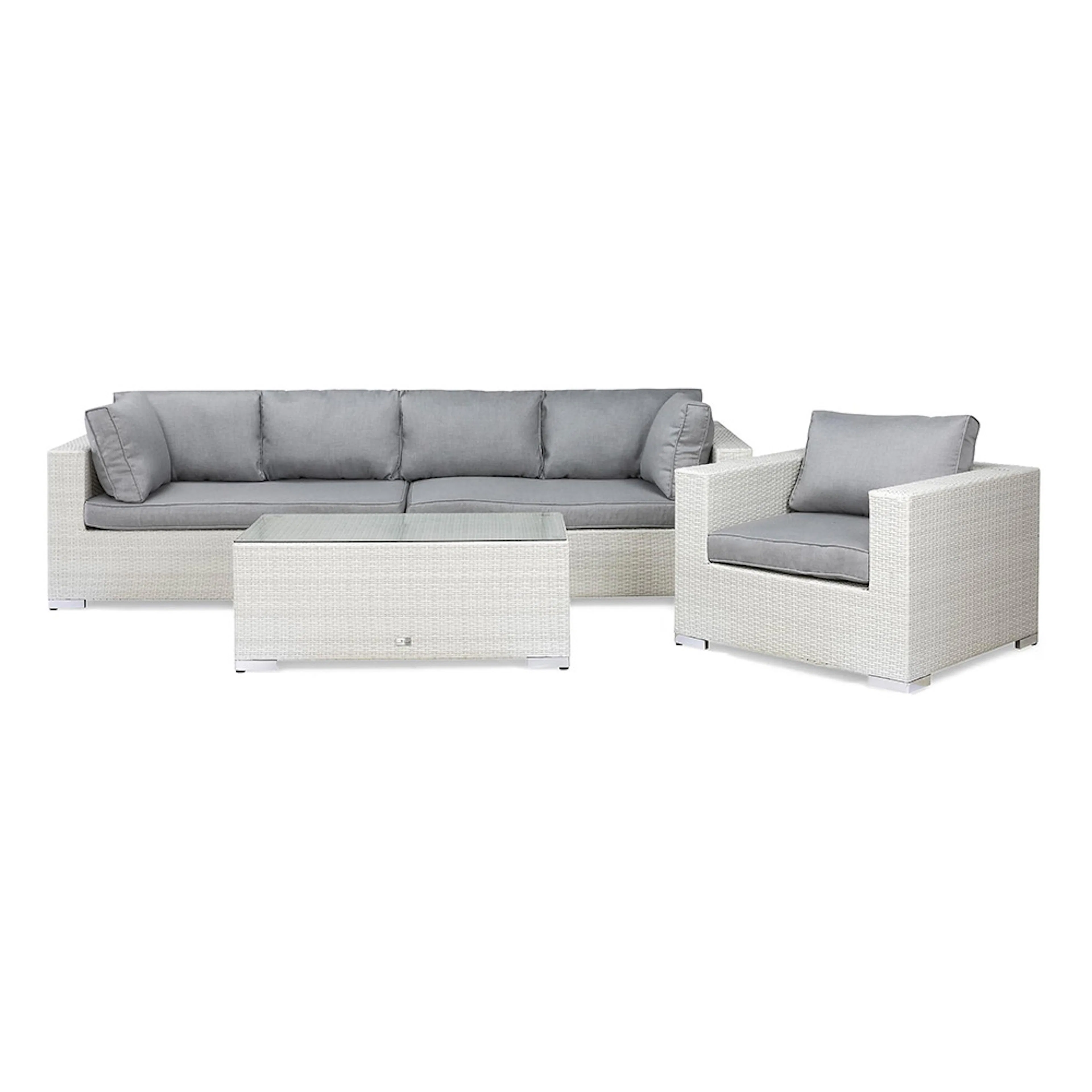 Loungegrupp Comfort Garden Bahamas 5-sits Bord Utefåtölj Vit Utomhus