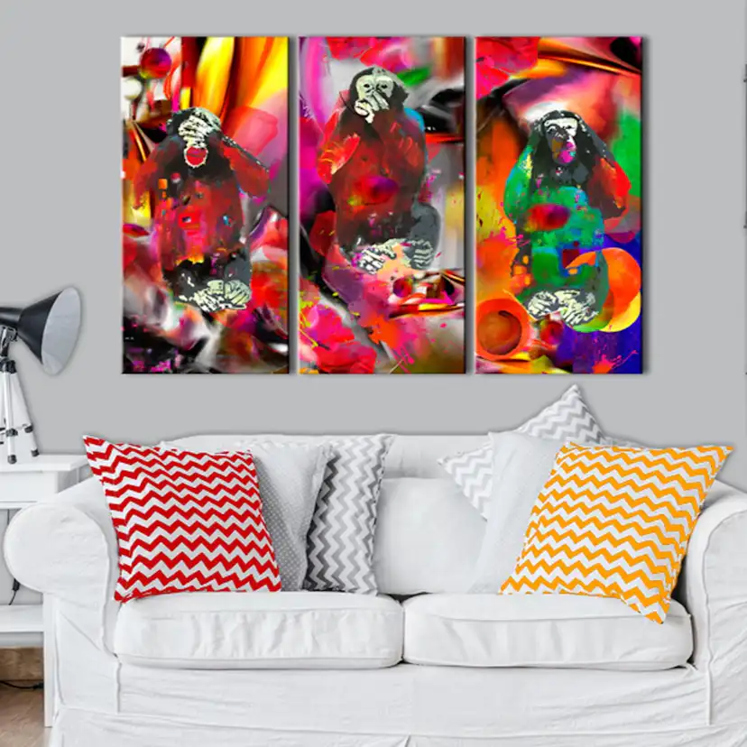 Tavla Arkiio Crazy Monkeys Triptych