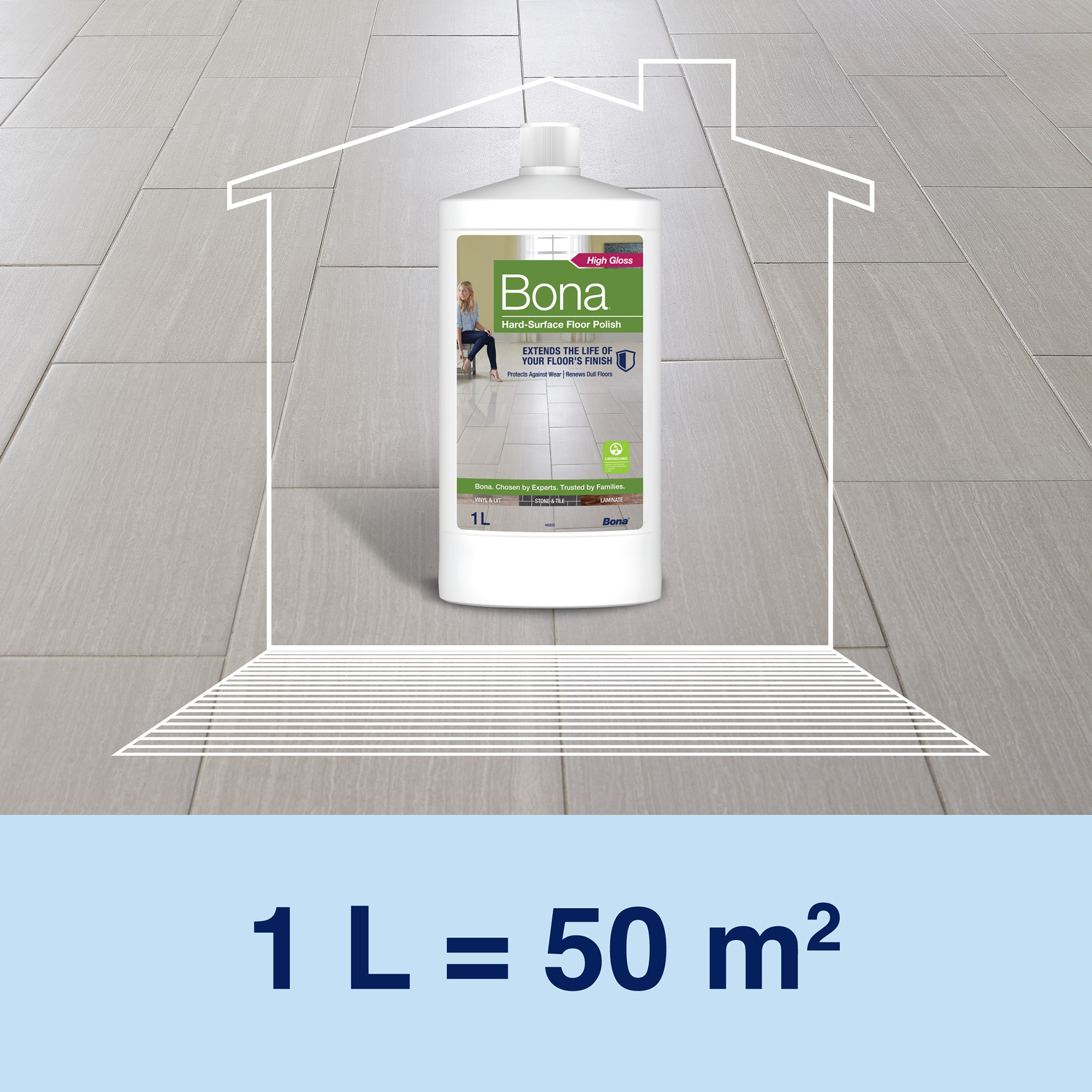 Golvtillbehör Bona Polish för Laminat, Klinker & Linoleum 1L
