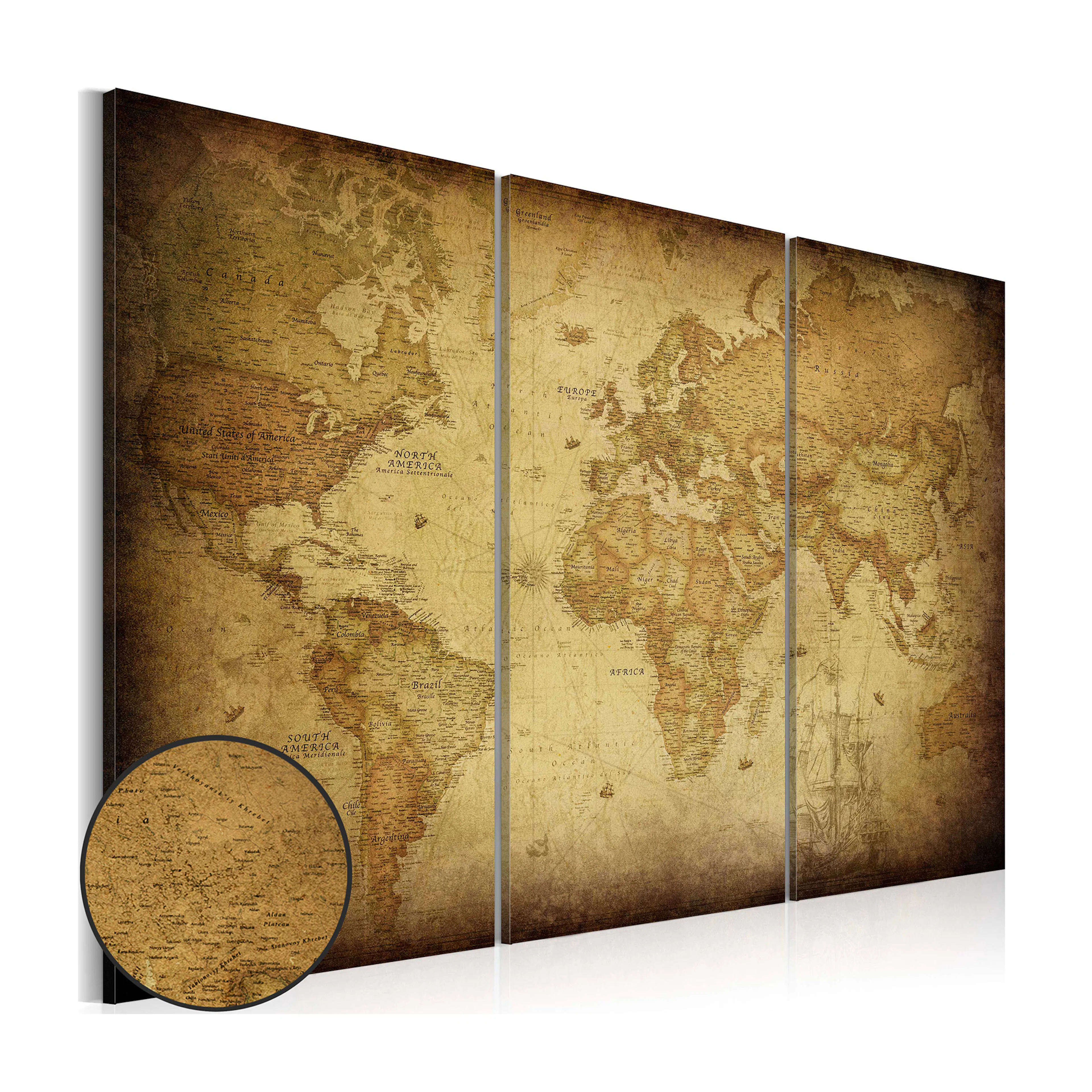 Tavla Arkiio Old Map Triptych