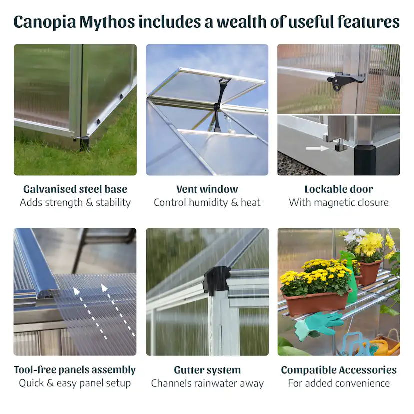 Växthus Canopia by Palram Mythos 2,3 m² Silver