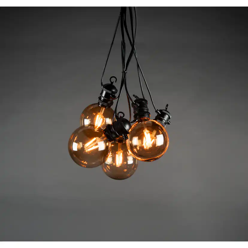 Ljusslinga Gnosjö Konstsmide Partyslinga Startset E27 10st LED-lampor Amber Rökfärgade