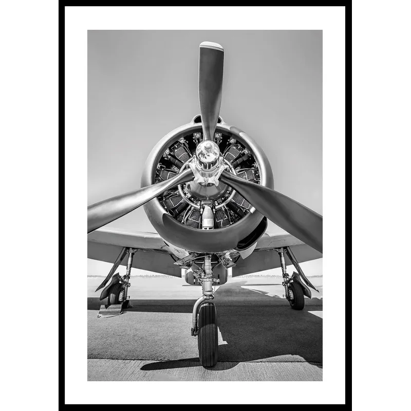 Vintage Propeller Aircraft B&W 50x70 50x70 cm