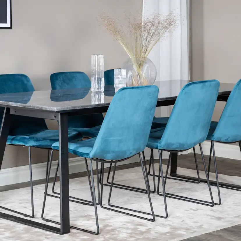 Matgrupp Venture Home Estelle med 6 Muscot Stolar Sammet