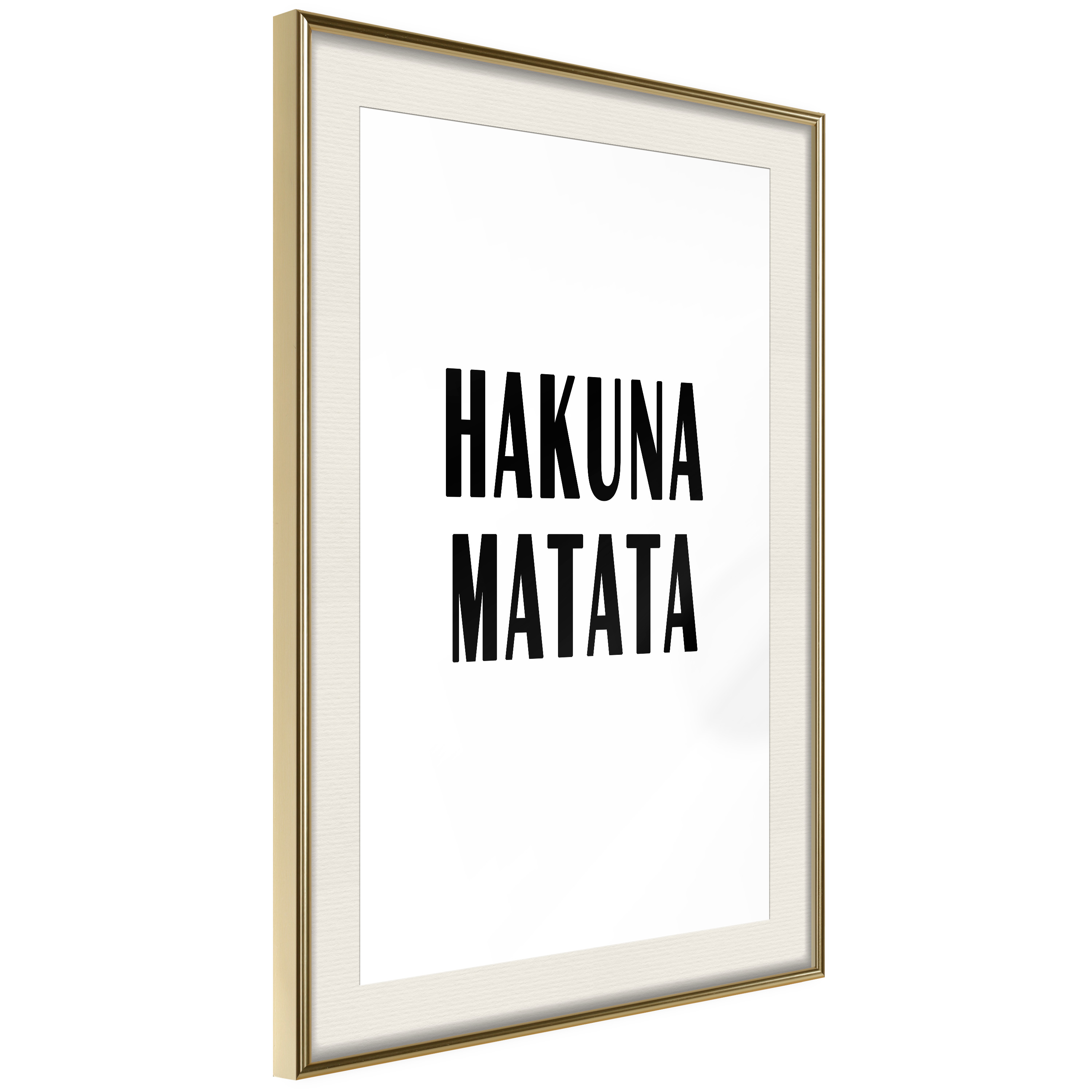 Affisch - Hakuna Matata [Poster] 30x45 Guld ram med passepartout, 30x45 cm