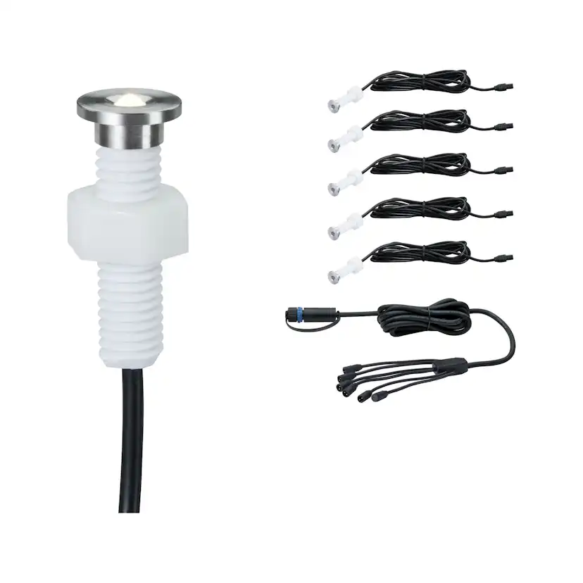 LED Infälld Markbelysning Paulmann Plug & Shine MicroPenII IP67 24V Förlängningsset 5-pack med Kabel