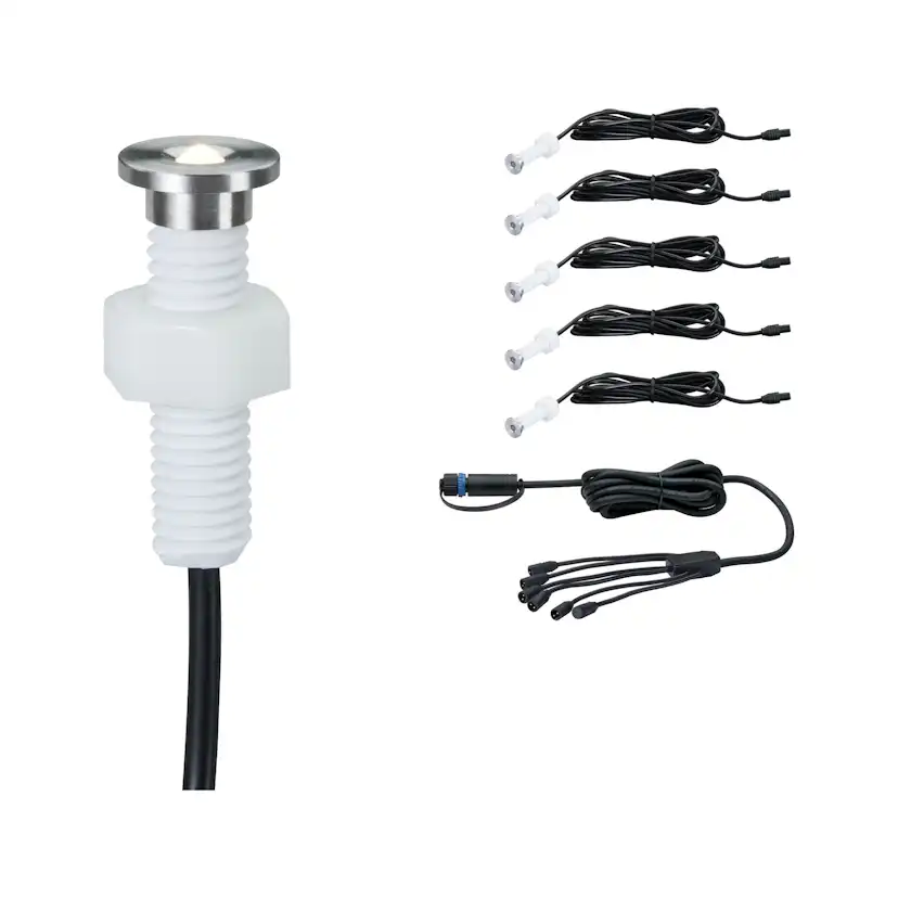 LED Infälld Markbelysning Paulmann Plug & Shine MicroPenII IP67 24V Förlängningsset 5-pack med Kabel