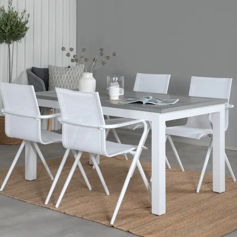 Matgrupp Venture Home Aleyna 152 Vit med 4 Aspen Matstolar