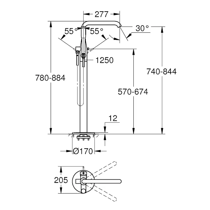 Golvblandare Grohe Essence 23491 Krom Krom