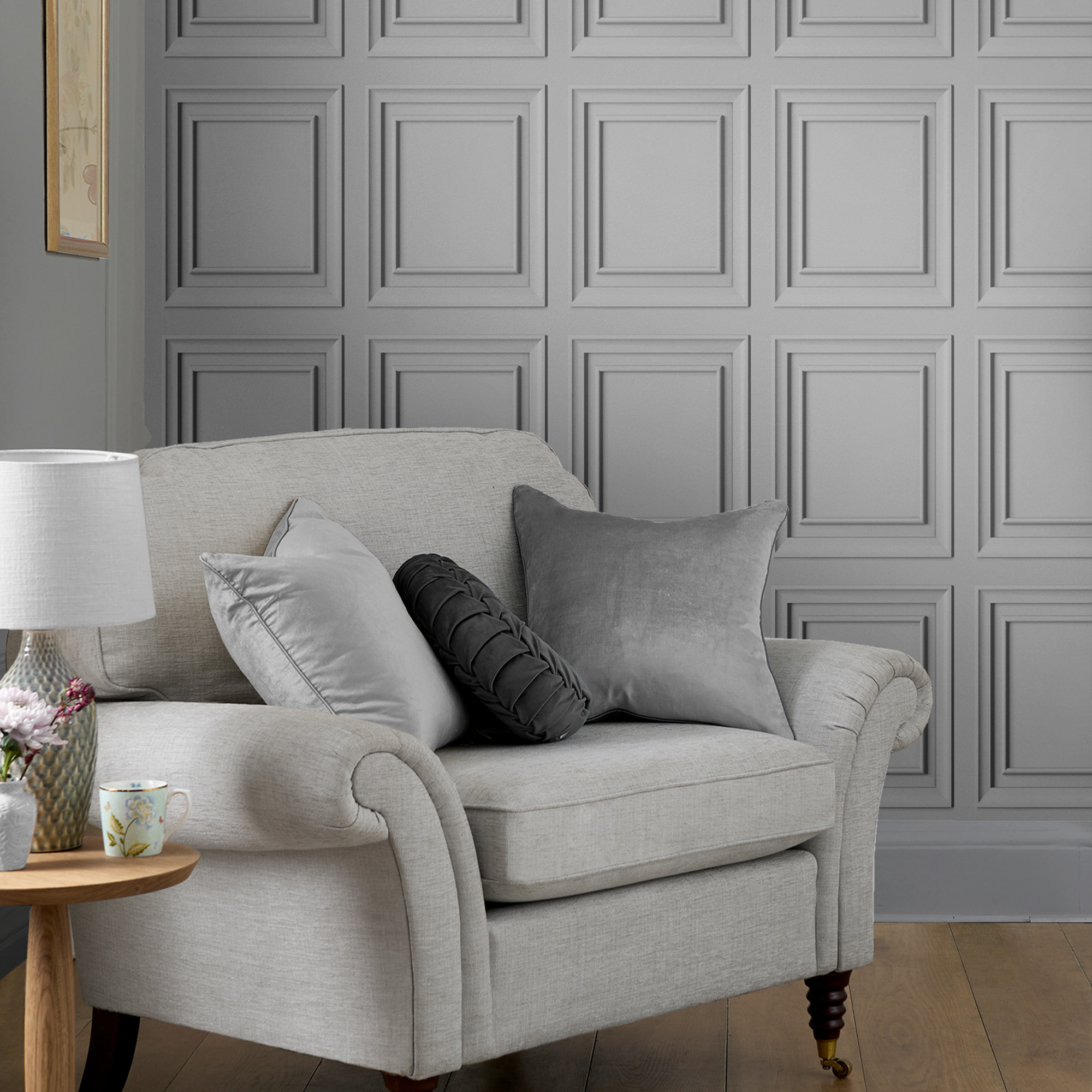 Tapet Laura Ashley Redbrook Trä Panel Silver 119845
