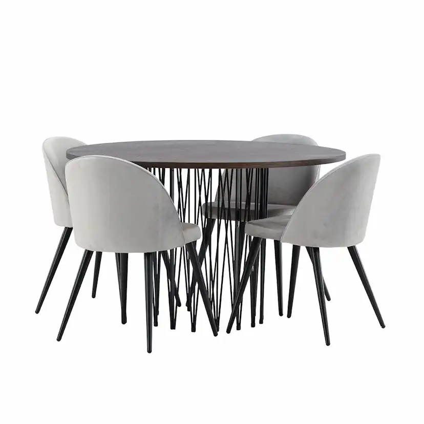 Matgrupp furniture/fashion Stone med 4 Velvet Stolar