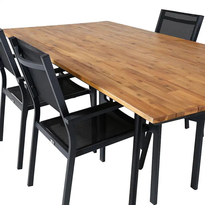 Matgrupp Venture Home Chane med 4 Curz Stapelbara Matstolar