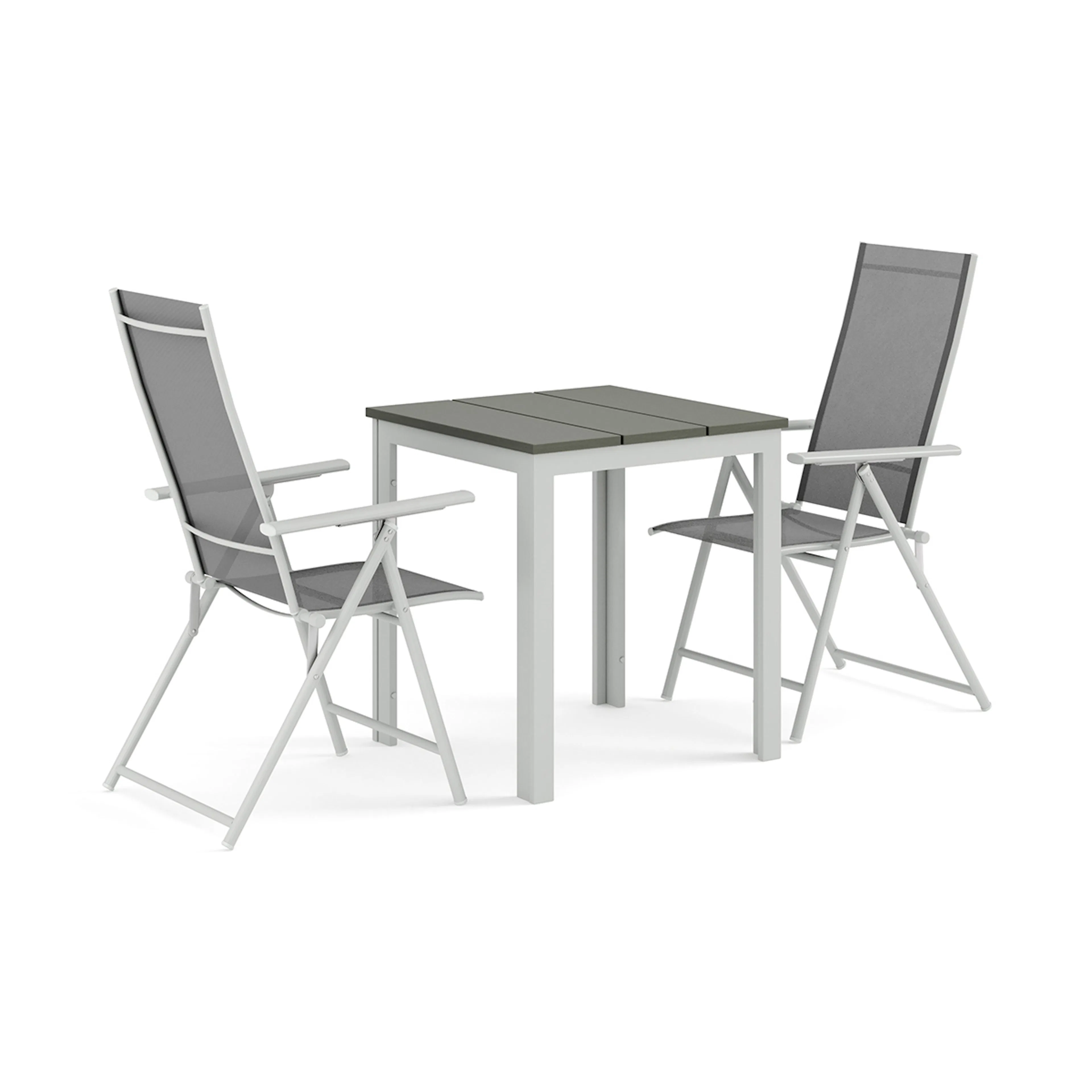 Trädgårdsgrupp Comfort Garden Tunis utomhus caféset 70x70 cm med 2 Sanna positionsstolar