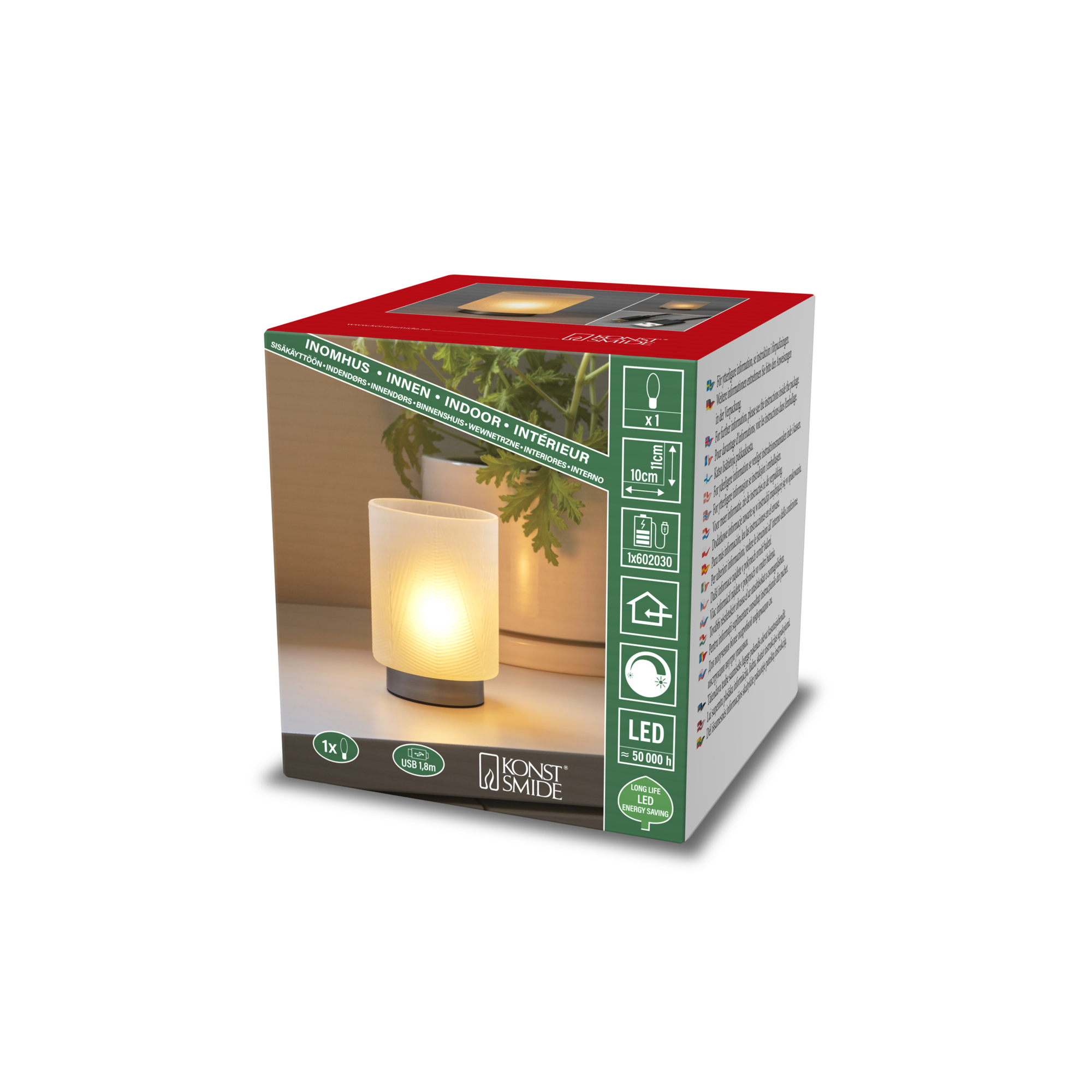 LED-ljuslykta Gnosjö Konstsmide No.3 10x11 cm USB-C