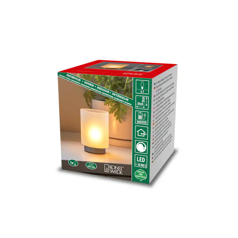 LED-ljuslykta Gnosjö Konstsmide No.3 10x11 cm USB-C