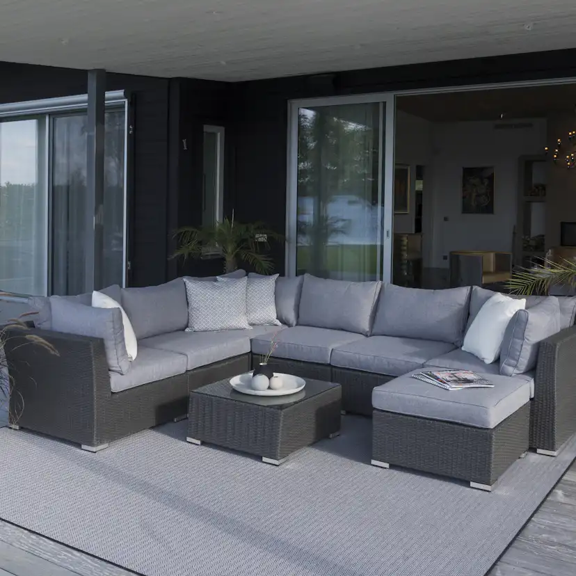 Loungebord / Divan Hillerstorp Madison i Konstrotting med Glas och Dyna