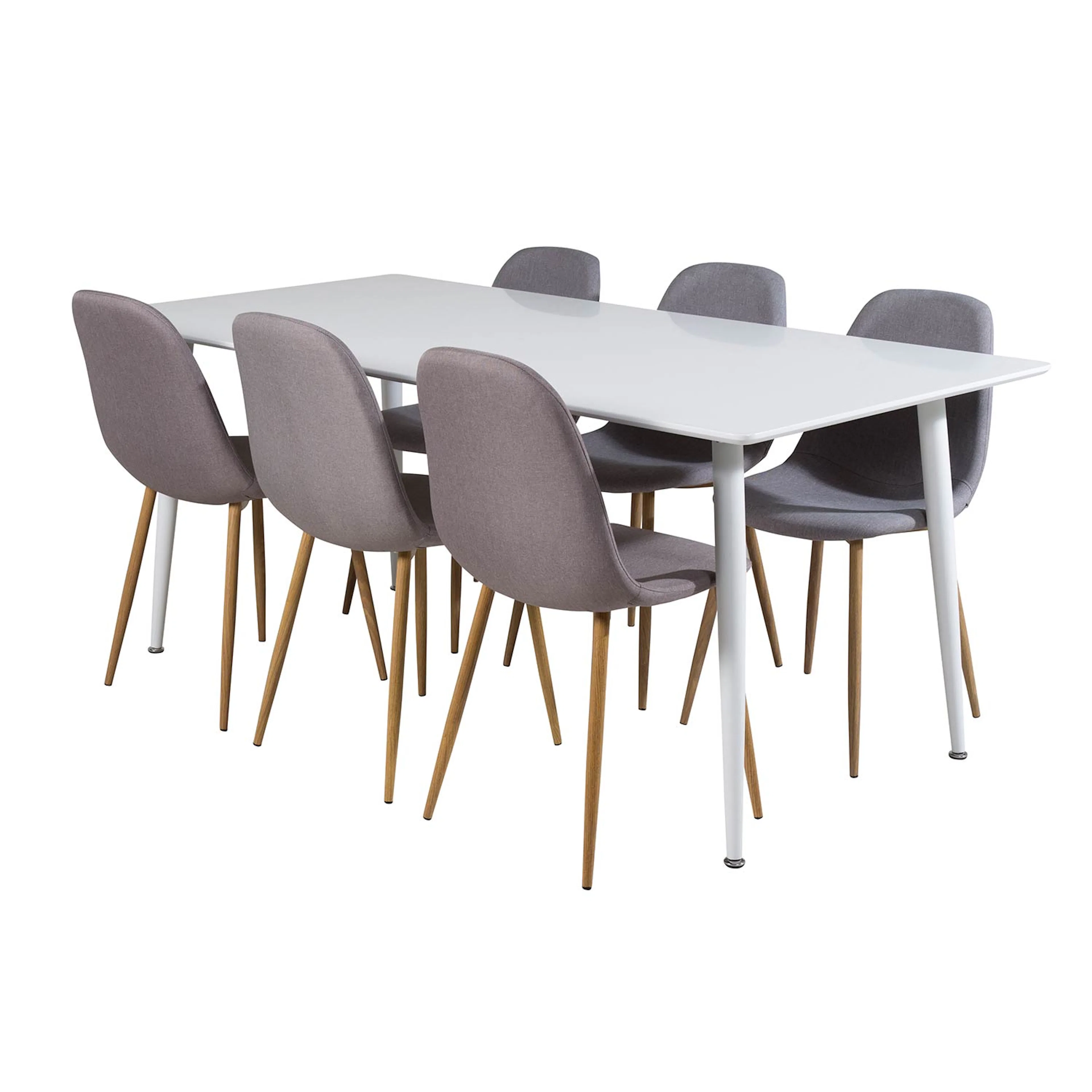 Polar table 180 cm - White top /Polar Chair -grå/ Oak_6 Vit/Ljusgrå/Ek