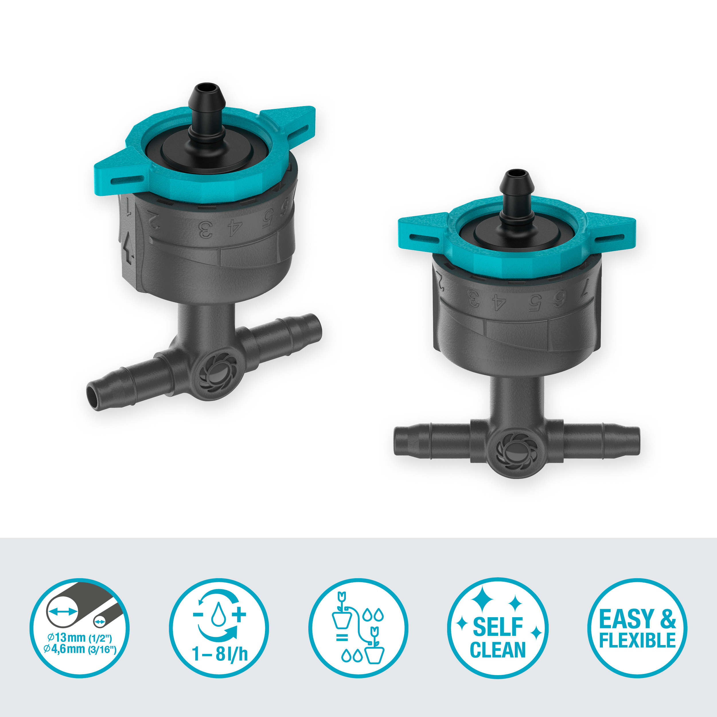 Droppspridare Gardena Micro-Drip Inline Ställbar Tryckreglerande