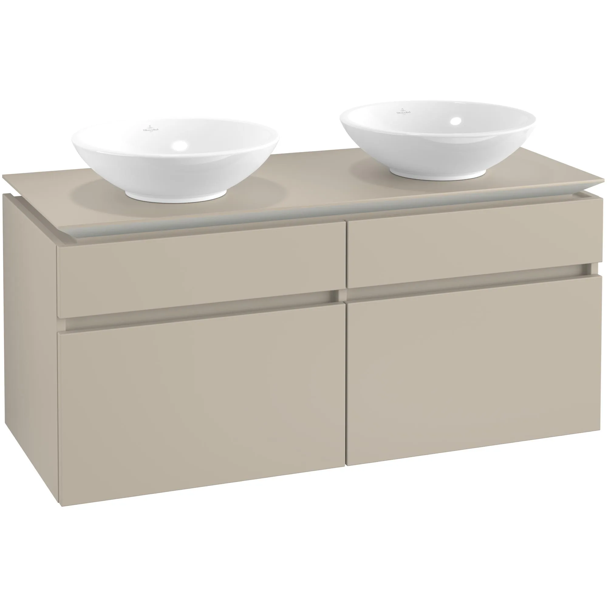 Tvättställsskåp Villeroy & Boch Legato 1200 med 4 Lådor för Två Ytmonterade Tvättställ
