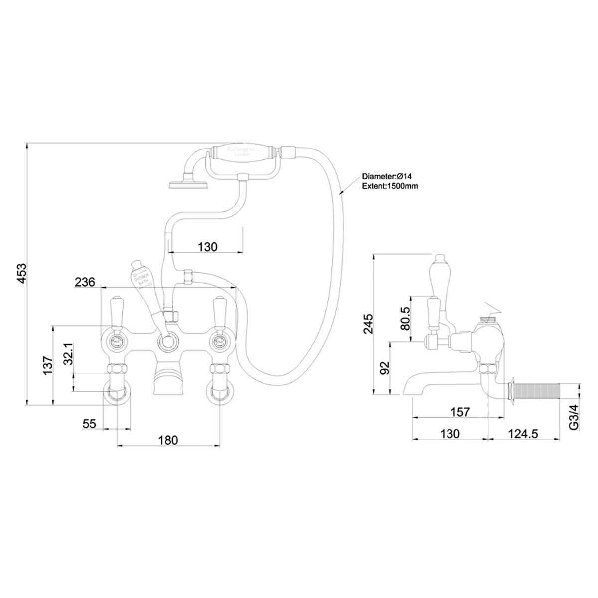 Badkarsblandare Burlington CL17 Kensington