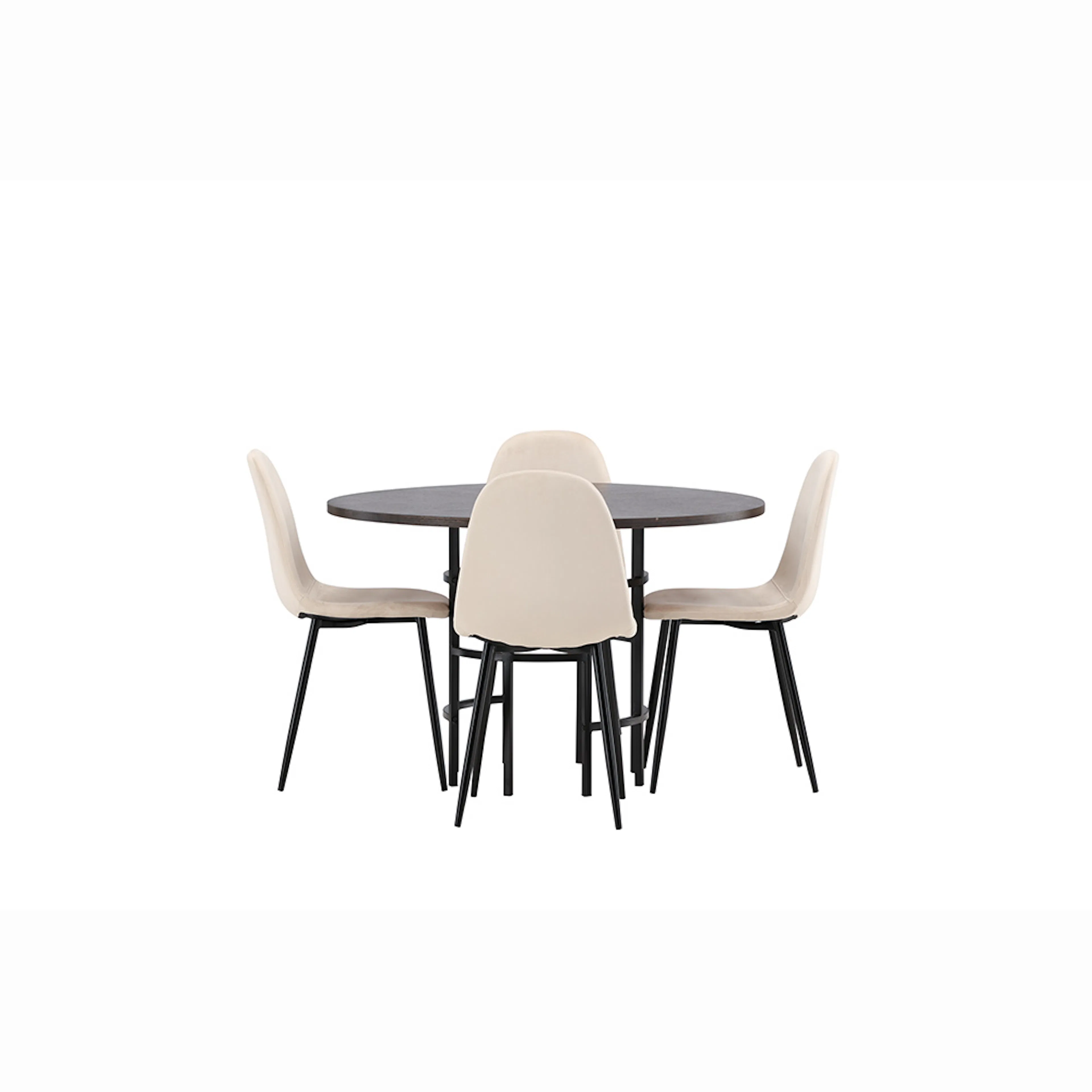 Copenhagen Dining Table - Black / Mocca Veneer +Polar Dining Beige/Ek
