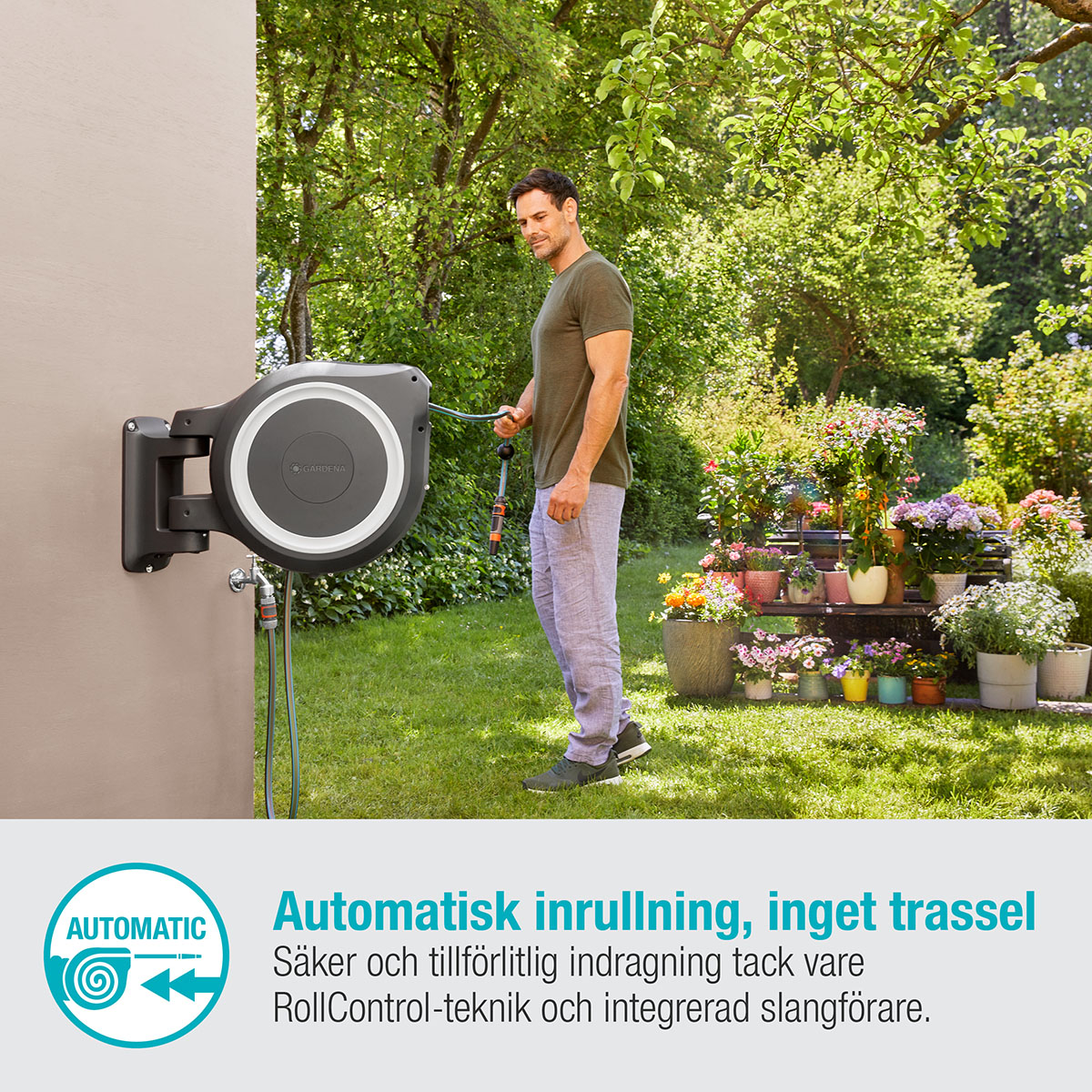 Slangbox Gardena RollUp XL Med Bevattningsmunstycke